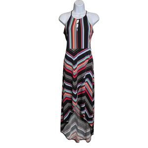 Candies Women's Striped Halter Hi Low‎ Maxi Dress Size S Summer Party Y2K Vibes